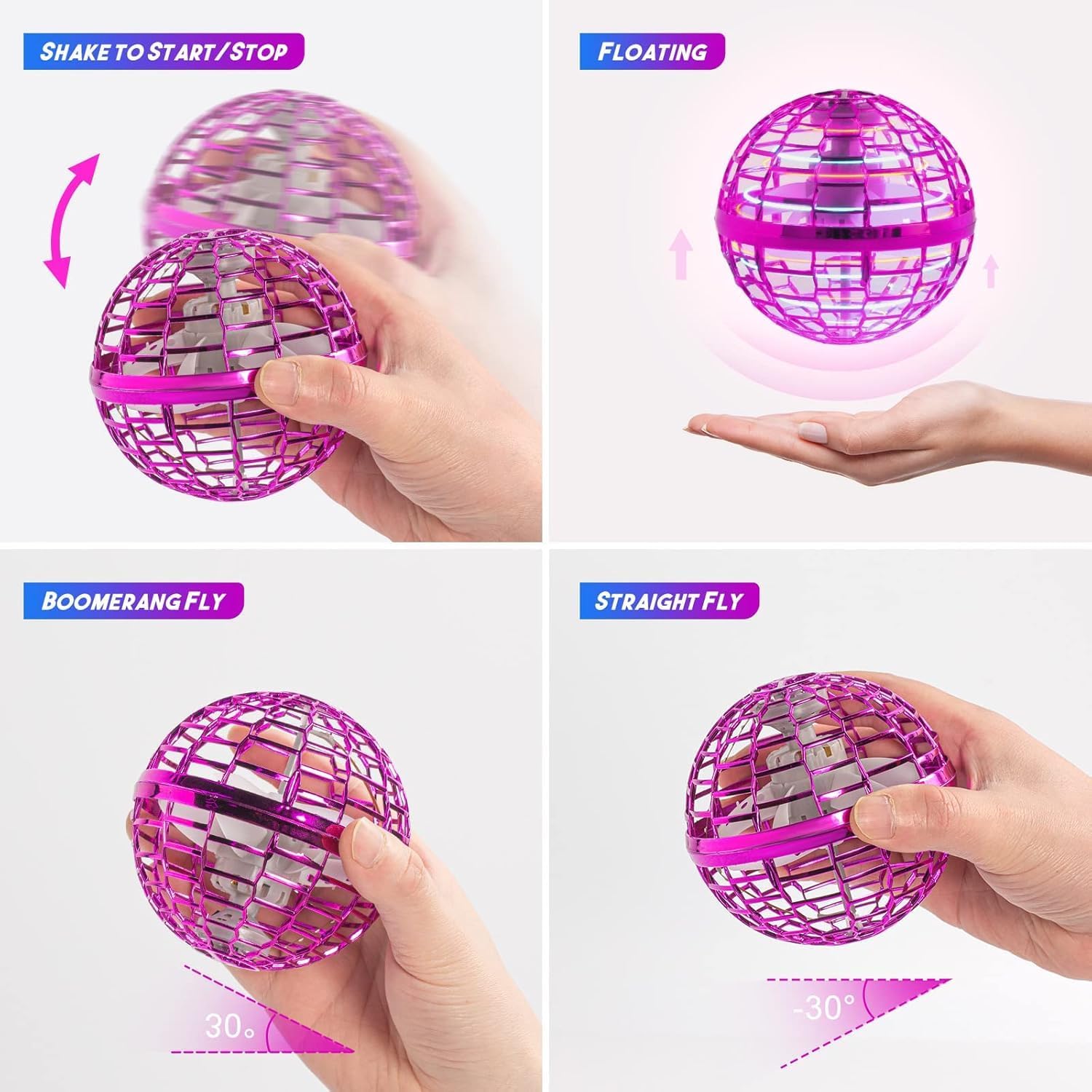 Flying Orb Toy: 2026 Upgraded Boomerang Ball, Hover Orb, Cosmic Globe Flying Spinner, Hand Controlled Mini Drone Ball, Cool Toys for 6 7 8 9 10+ Years Old Boys Girls Teens, Red