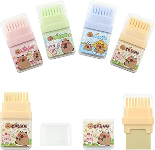 4 Pcs Cute Capybara Eraser, Cute Animal Capybara Rubber, Capybara Eraser with Brush for Students School Office Supply Stationery