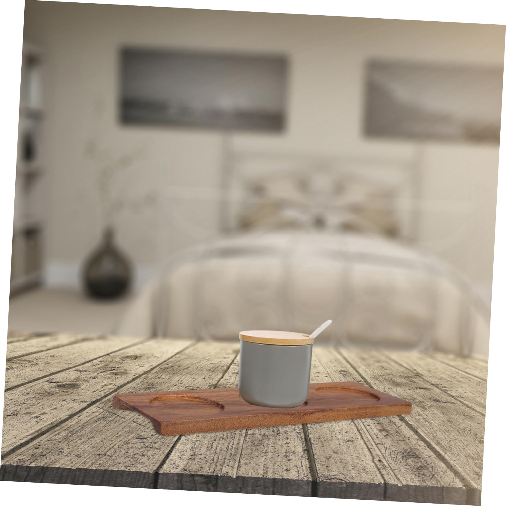 Vassoio Porta spezie in Legno, Porta condimenti Multifunzione per l'organizzazione della Cucina, Elegante Organizer per spezie da riporre sul bancone, Vassoio in Legno Compatto per