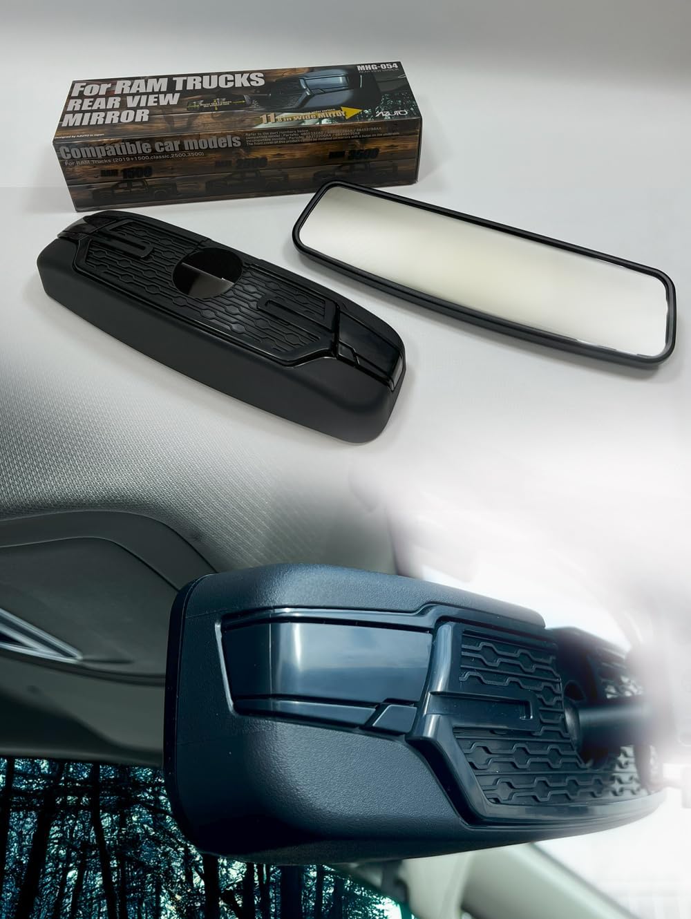 AZUTO Rear View Mirror Compatible with RAM Trucks