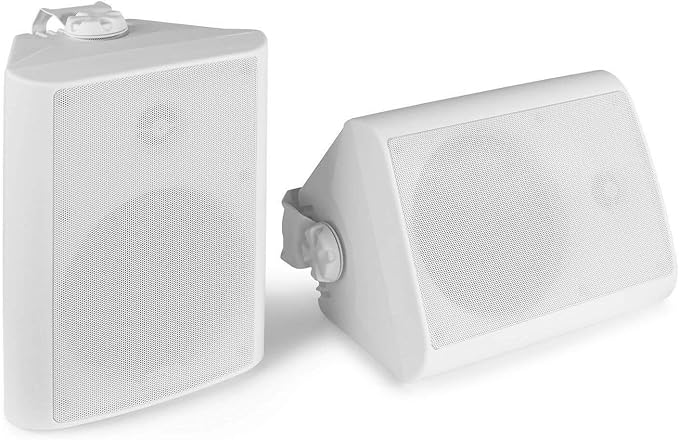 Power Dynamics BGO65 Enceintes Passives 2 Voies 150 Watts, Blanches, Woofer 6,5", Livré par Paire, Étrier de Fixation, Utilisation Intérieur ou Extérieur, Grille en Aluminium