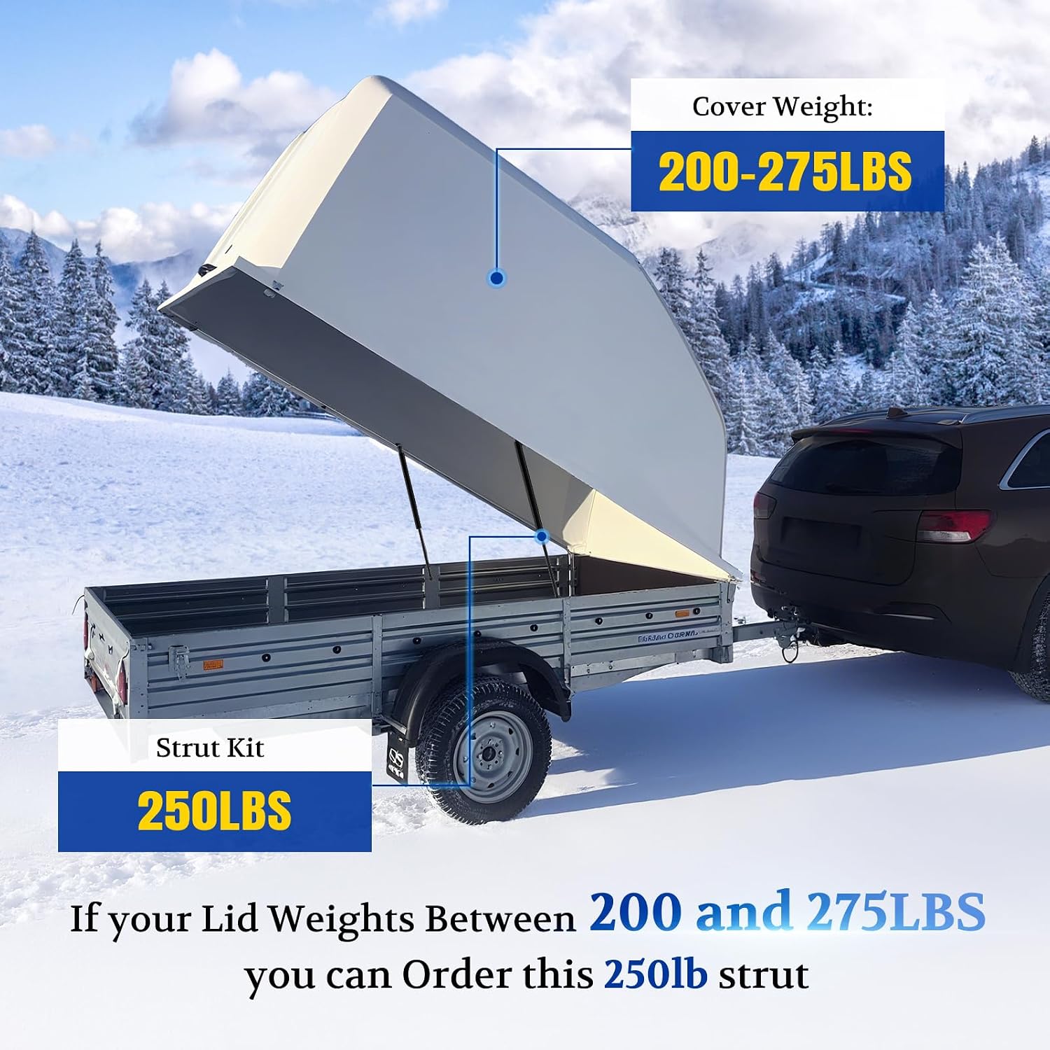 heavy duty gas struts 28 inch 250lbs lift support, st280m250 28" gas shock springs for heavy lid snowmobile trailer trap door rv kicthen door custom outdoor(fit 200-275lbs lid), set of 2 by arana 28 inch 250 lb