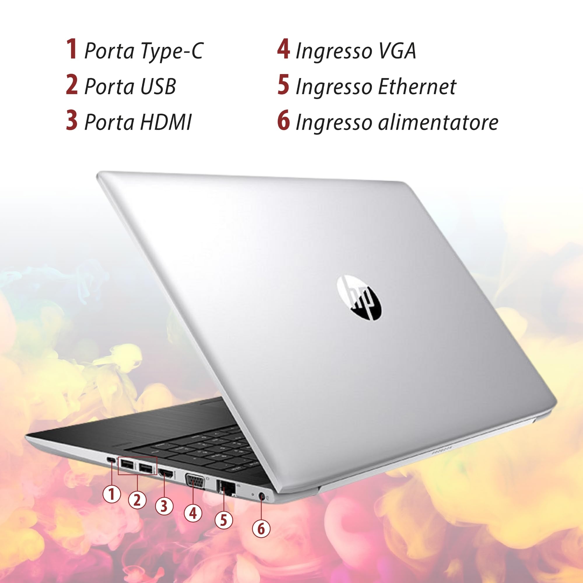 HP Probook, Pc Portatile intel i5-7200u 2.5Ghz 2 Core, Display HD da 15.6", Ram 32Gb, SSD 1000 Gb, Notebook Pronto all'uso con Libre Office, Omaggio Chiavetta USB Finger Print (Ricondizionato)