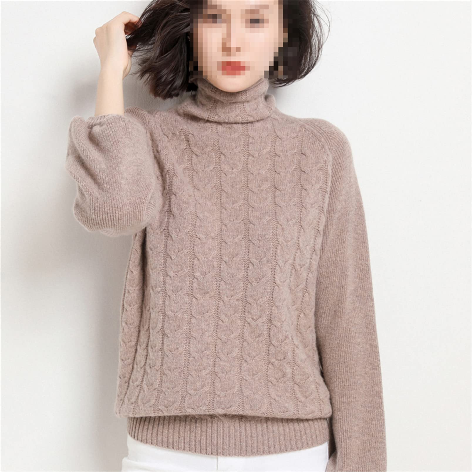 Donna Maglione Di Cashmere Pile Collare Pullover Lana Spessa Maglione Sciolto Grandi Dimensioni Caldo Maglieria