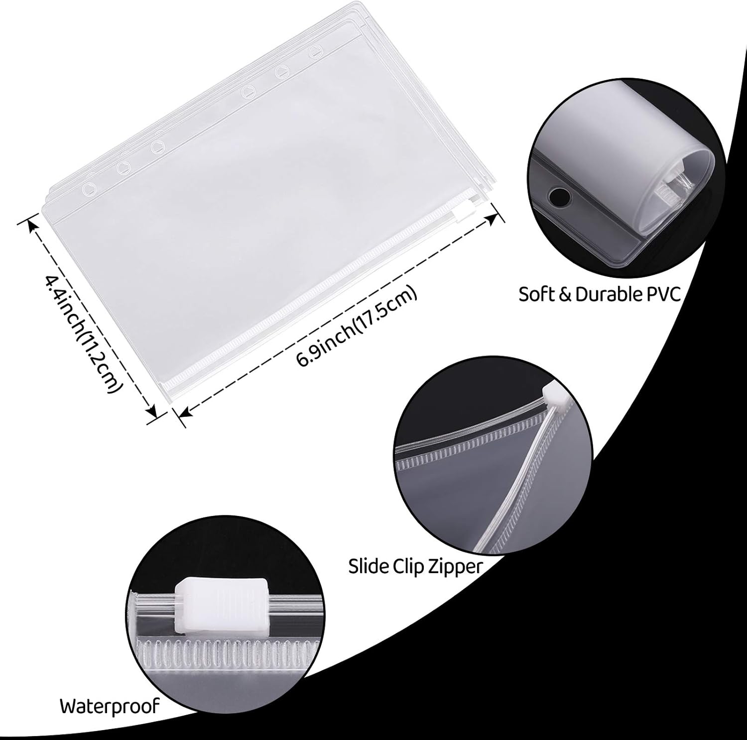 SKYDUE 12pcs Clear Plastic A6 Binder Envelopes with PU Leather 6 Ring Binder,Waterproof Cash Budget Envelopes System with Label Stickers : Office Products