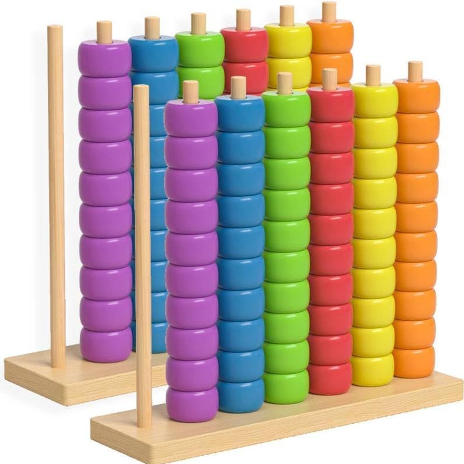 Holz-Farbkombinations-Herausforderungsspiel, Stapelpuzzle für Familie und Erwachsene mit über 60 logischen Herausforderungen, Geschwindigkeits- und Strategiespiel für Spieleabende 2PCS