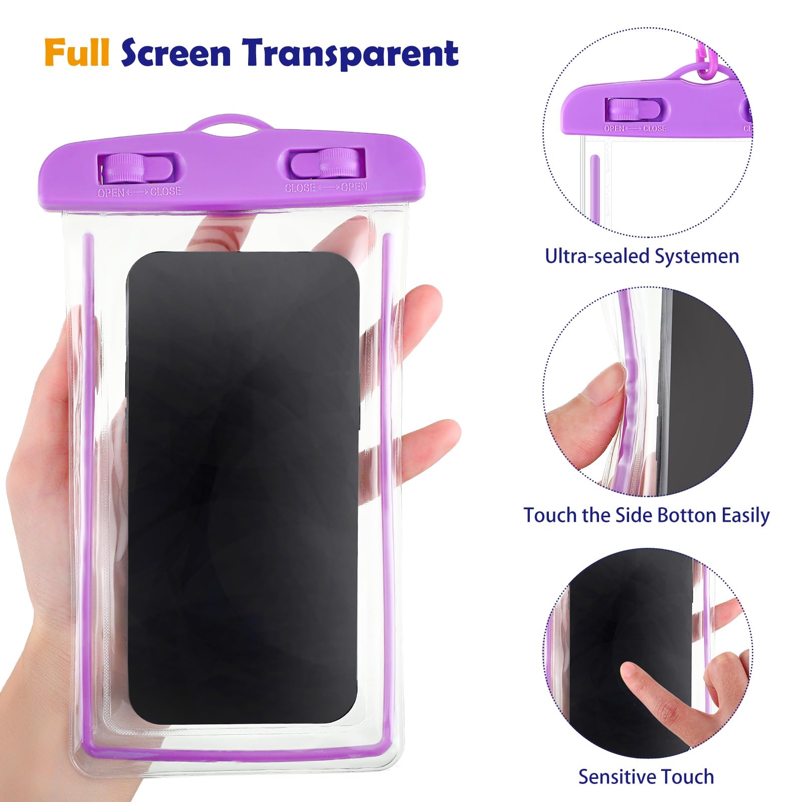 Flutesan Lot de 40 pochettes universelles transparentes étanches pour téléphone, multicolore