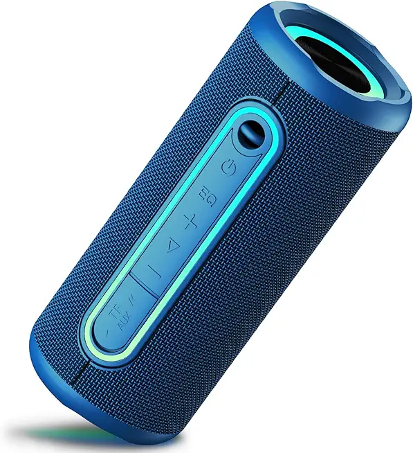 TIMU Bluetooth Lautsprecher mit Licht, Bluetooth 5.4 Musikbox, Dual Lautsprecher, Dualen Bass-Treibern, 30 Std Akku, IPX7 wasserdicht, TWS Paarung, AUX, TF Karte, Geeignet Outdoor/Party, Tiefmeerblau
