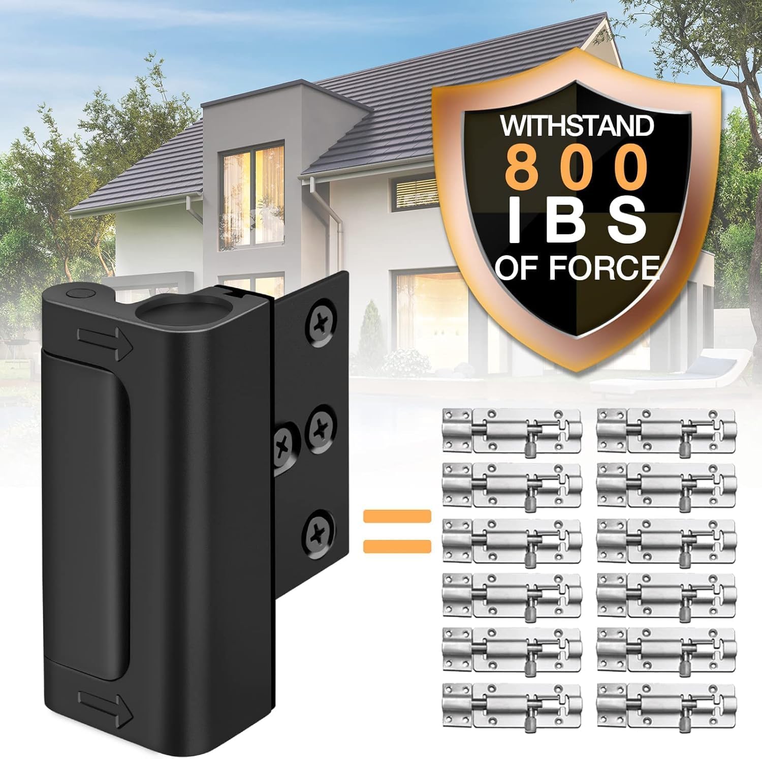Door Reinforcement Lock for Front Door, Child Proof Top of Door Safety Latch Extra Flip Door Lock Withstand 800 Lbs High Home Security Night Guardian for Inward Swinging Doors Kids Safety Stop Entry