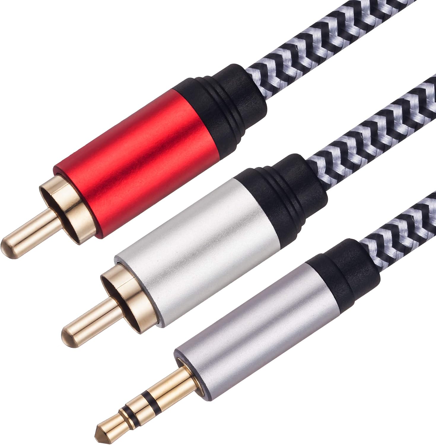 3.5mm to RCA Audio Cable, Morelecs Nylon-Braided 3.5mm to 2RCA Audio Auxiliary Stereo Y Splitter Cable, Double-Shielded, Heavy Duty 3.5mm Male to 2 RCA Male Stereo Audio Adapter Cable - 40 Feet