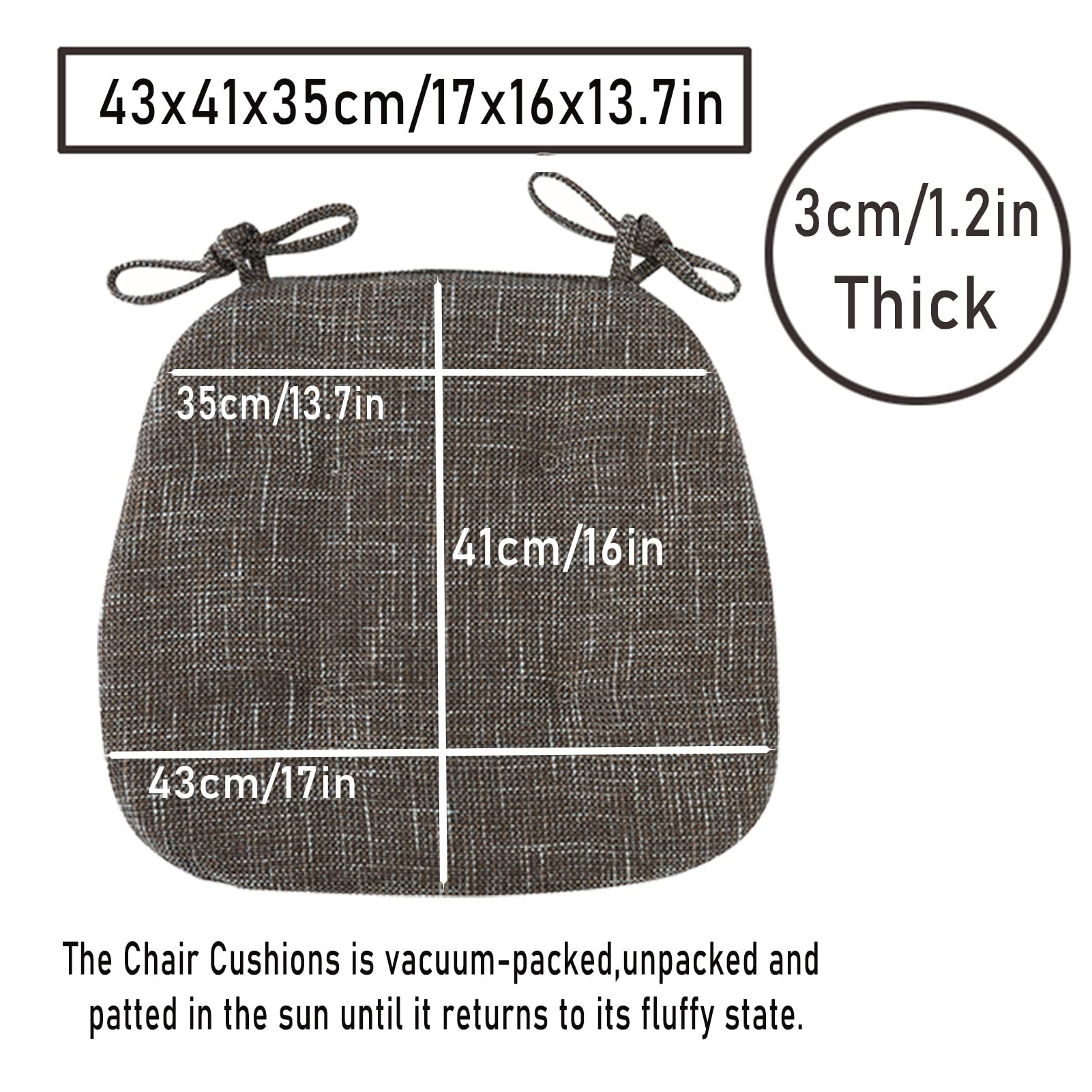 Cuscini Per Sedie Cucina In Lino Set Da 8 - Trapezio 43x41 Cm Con Lacci Antiscivolo - Imbottiti In Spugna Ad Alta Densità, Colore Arancione - 2