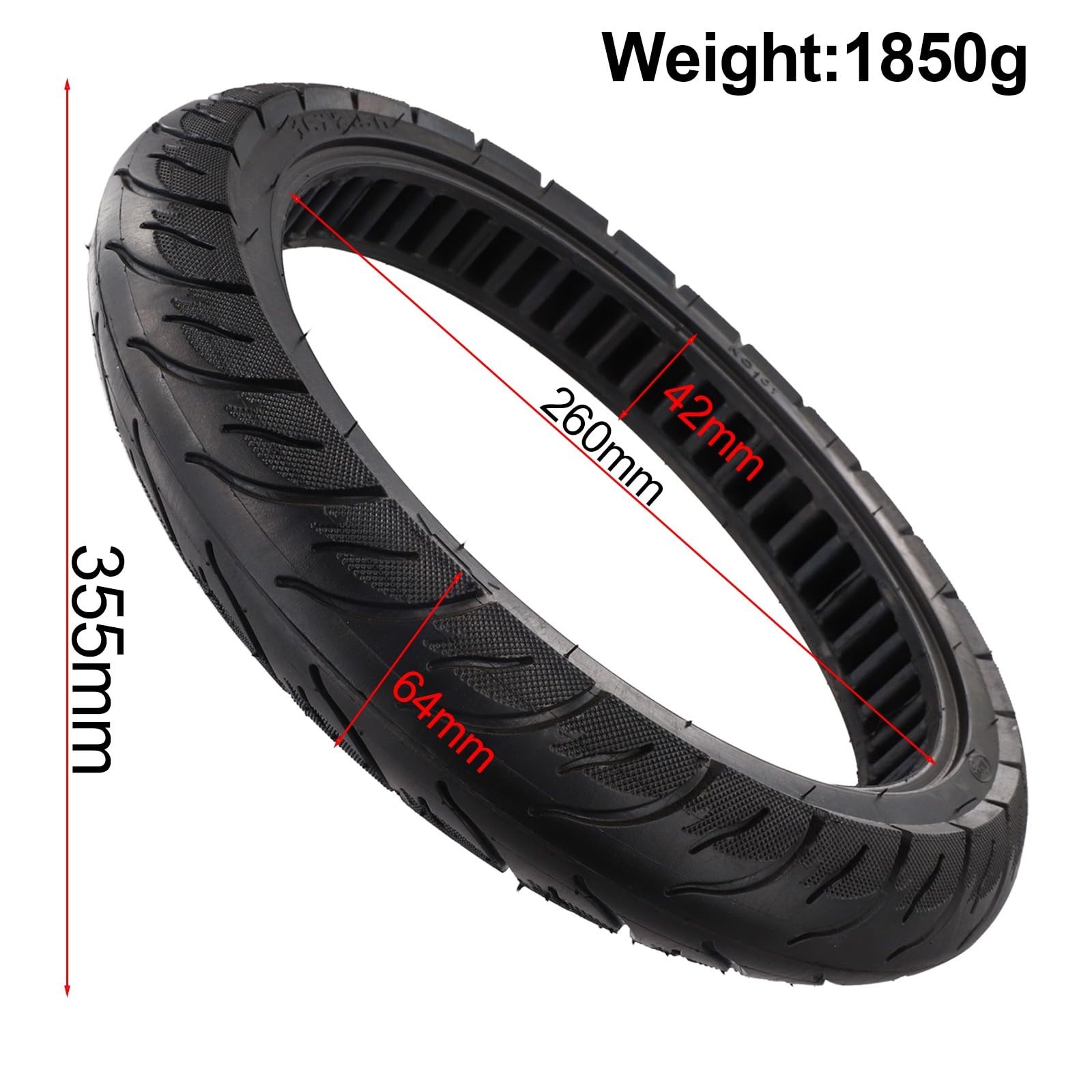 Neumáticos macizos de 16 x 2,50 pulgadas para coche eléctrico, neumáticos de goma maciza a prueba de pinchazos con perfil fuerte, resistente al desgaste y duradero, color negro