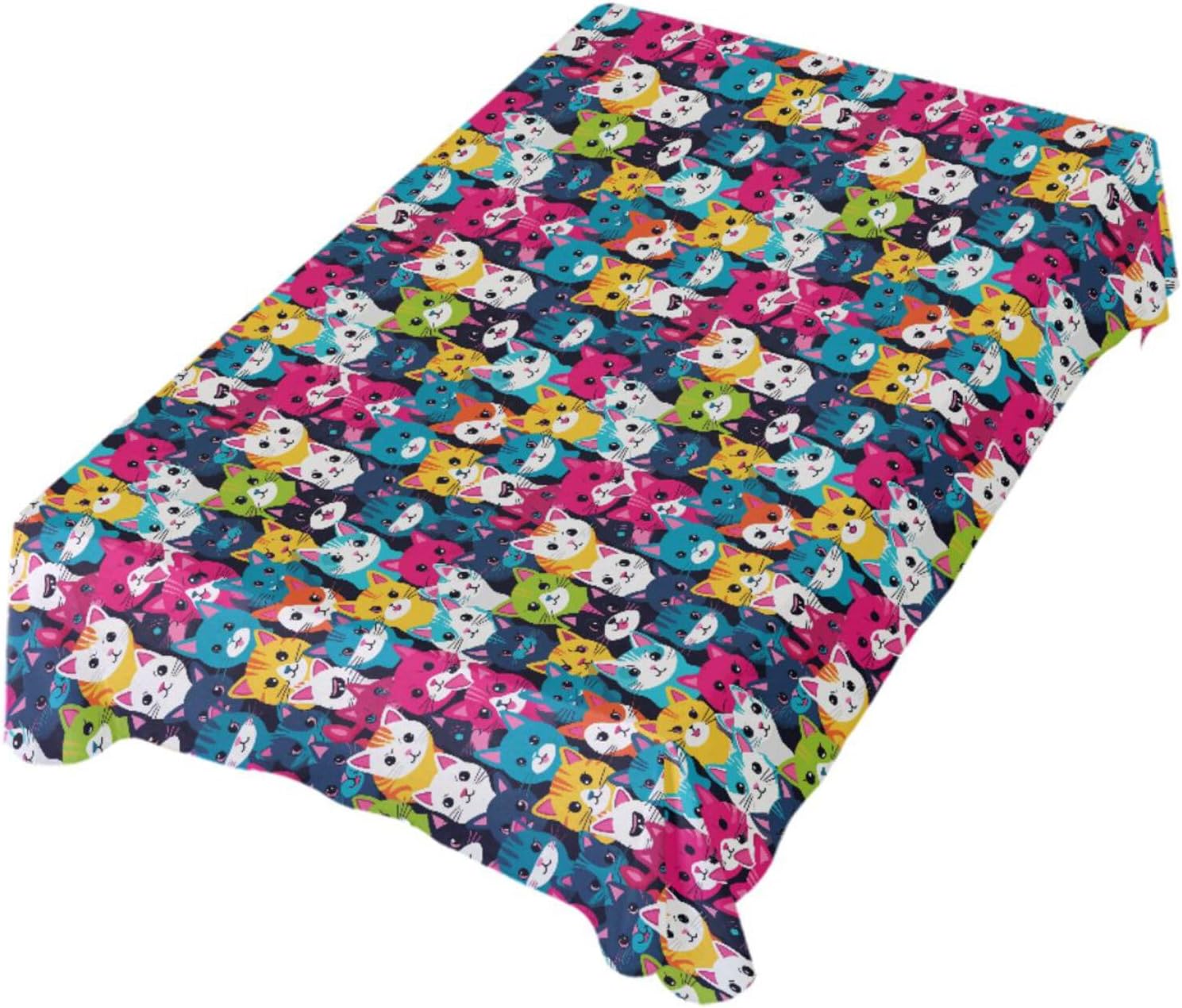 ALAZA Colorful Cat Kitten Table Cloth Rectangle 60 x 120 Inch Tablecloth Anti Wrinkle Table Cover for Dining Kitchen Parties