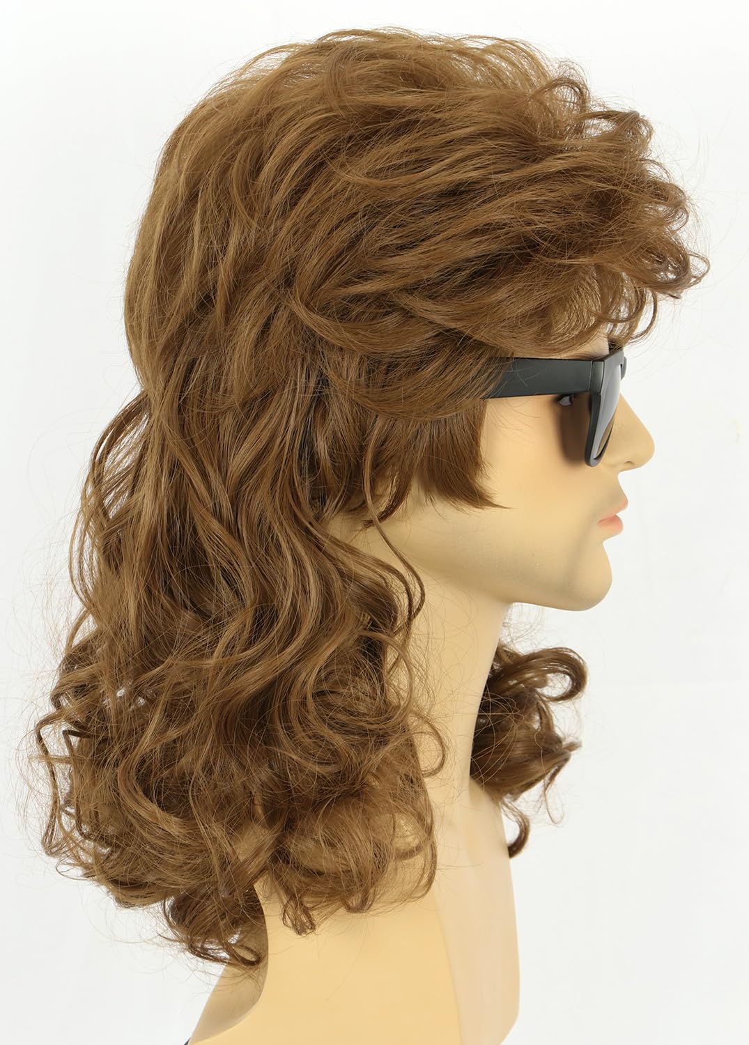 Karlery Men Women Long Curly Brown 70s 80s Heavy Metal Rocker Mullet Wig Costume Anime Wig - Image 4