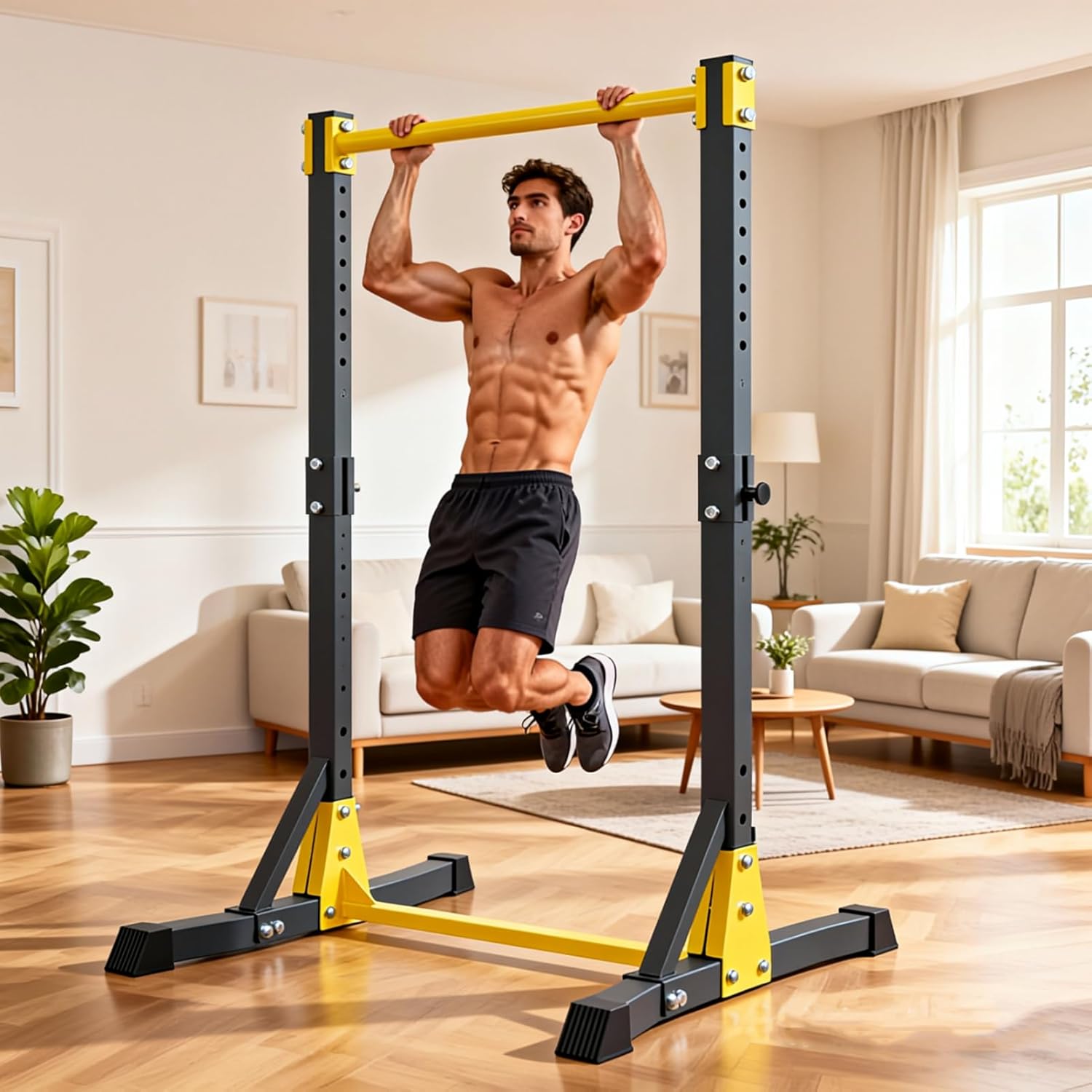 Pull Up Bar Stand,Freestanding Pull-up Bar，Free Standing Pull Up Bar for Home Gym, Pull Up Stand Station 400LBS with 11 Gears Adjustment
