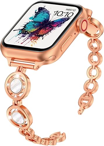 Vista 14 de Fitlink Correa de reloj Apple con purpurina delgada con diamantes de 1.496 pulgadas, 1.575 pulgadas, 1.614 pulgadas, 1.654 pulgadas, 1.732 pulgadas