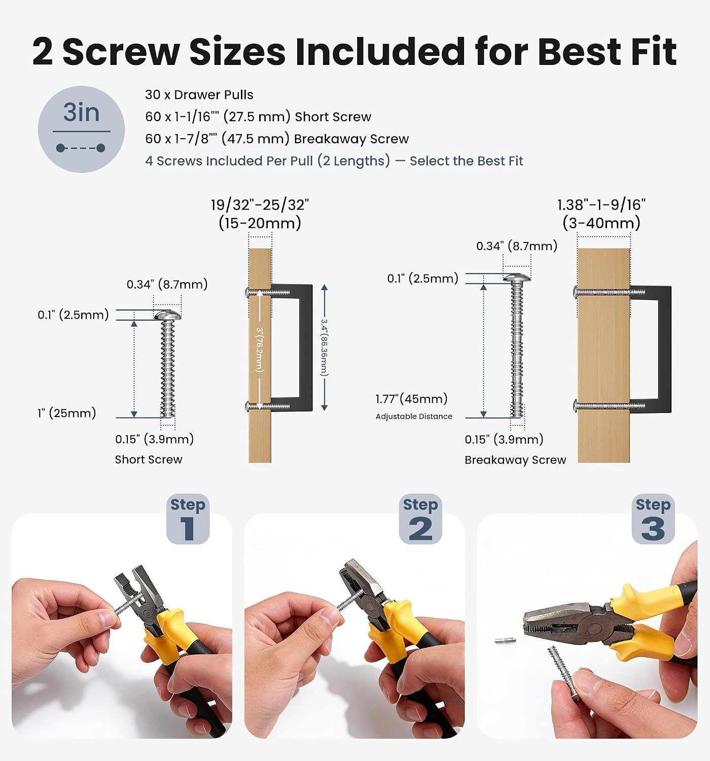 Veise 30 Pack 3 Inch Kitchen Cabinet Handles – Solid Matte Black Drawer Pulls Kitchen Cabinet Hardware, Black Square Pulls for Dresser Cupboard Bathroom Dresser