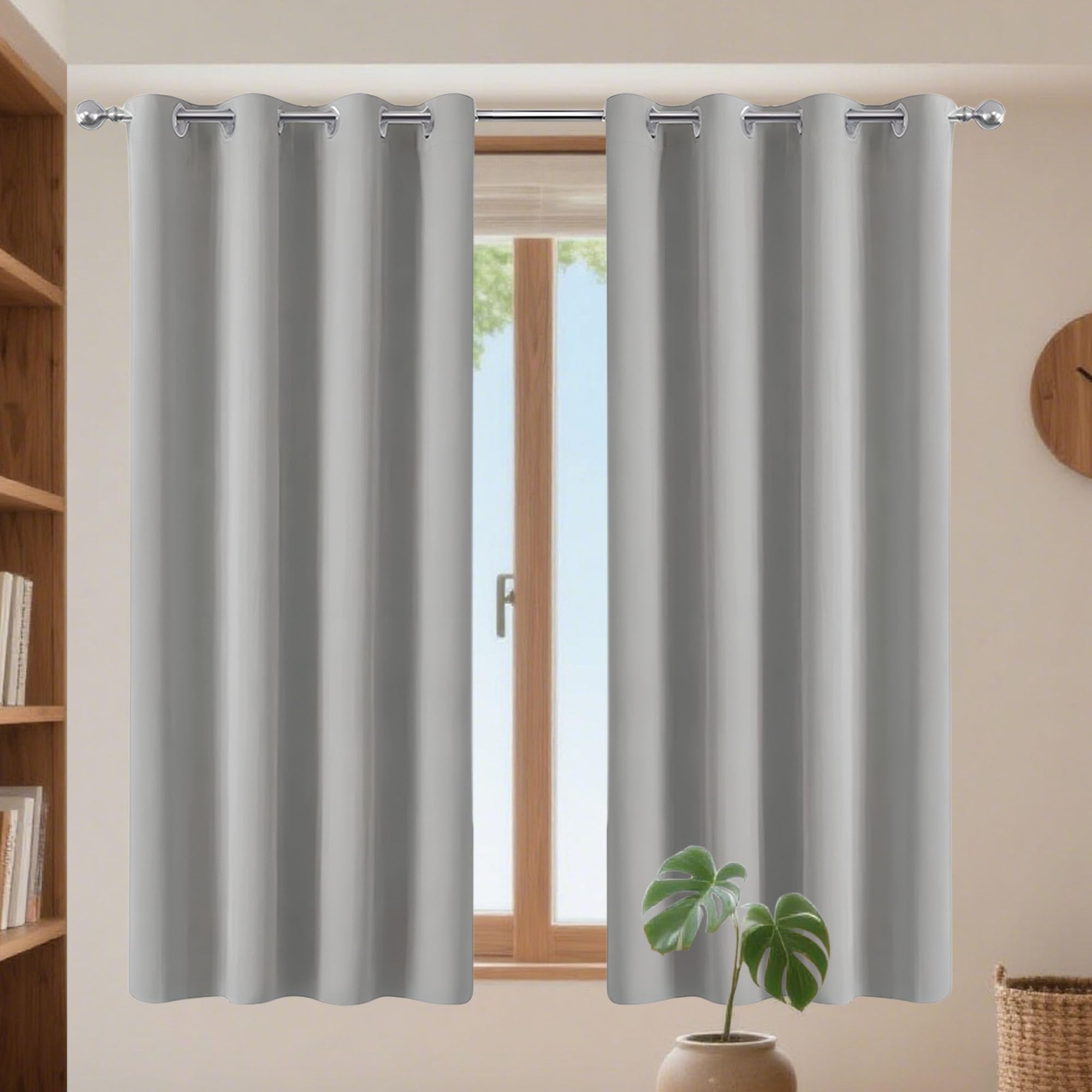Rideau moderne gris clair pour chambre et bureau ambiance cosy