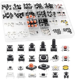 QTEATAK 240pcs Micro Momentary Tactile Push Button Switches Assortment Kit - 24 Values for DIY Electronics