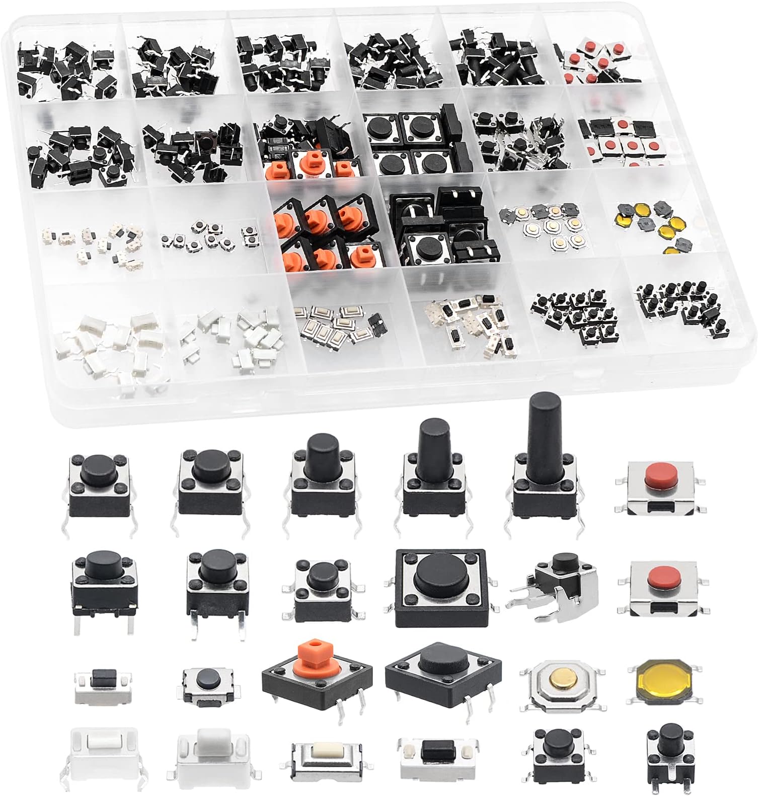 - QTEATAK 240 Pcs 24 Value Micro Momentary Tactile Push Button Switch Tact Assortment Kit