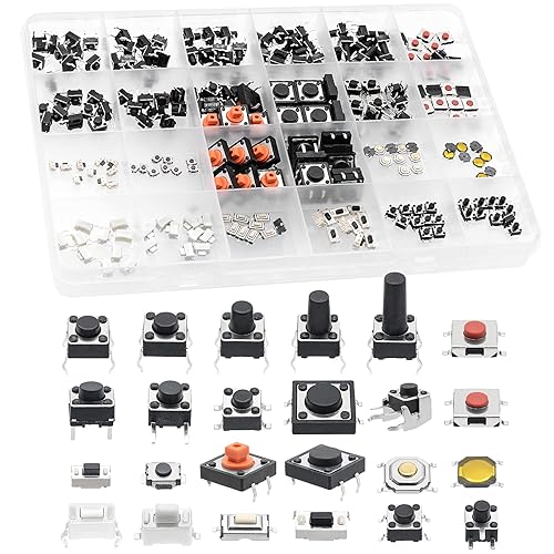 Miniatura 19 de QTETAK - Juego surtido de 200 piezas de 10 valores micro momentáneos con botón táctil