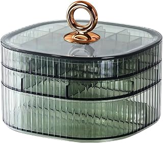 HALAFE Jewelry Box, 3-Layer Acrylic Jewelry Organizer with Handle, Clear Jewelry Boxes for Women Girls, Make up Organizer, Jewelry Storage Holder (Green)