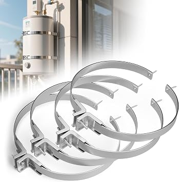 ZhouDaShu 4 Sets Water Heater Earthquake Straps, Water Heater Strap Kit for 80 Gallon Water Tank, Expansion Tank Mounting Bracket with Installation Accessory -Stainless Steel Straps