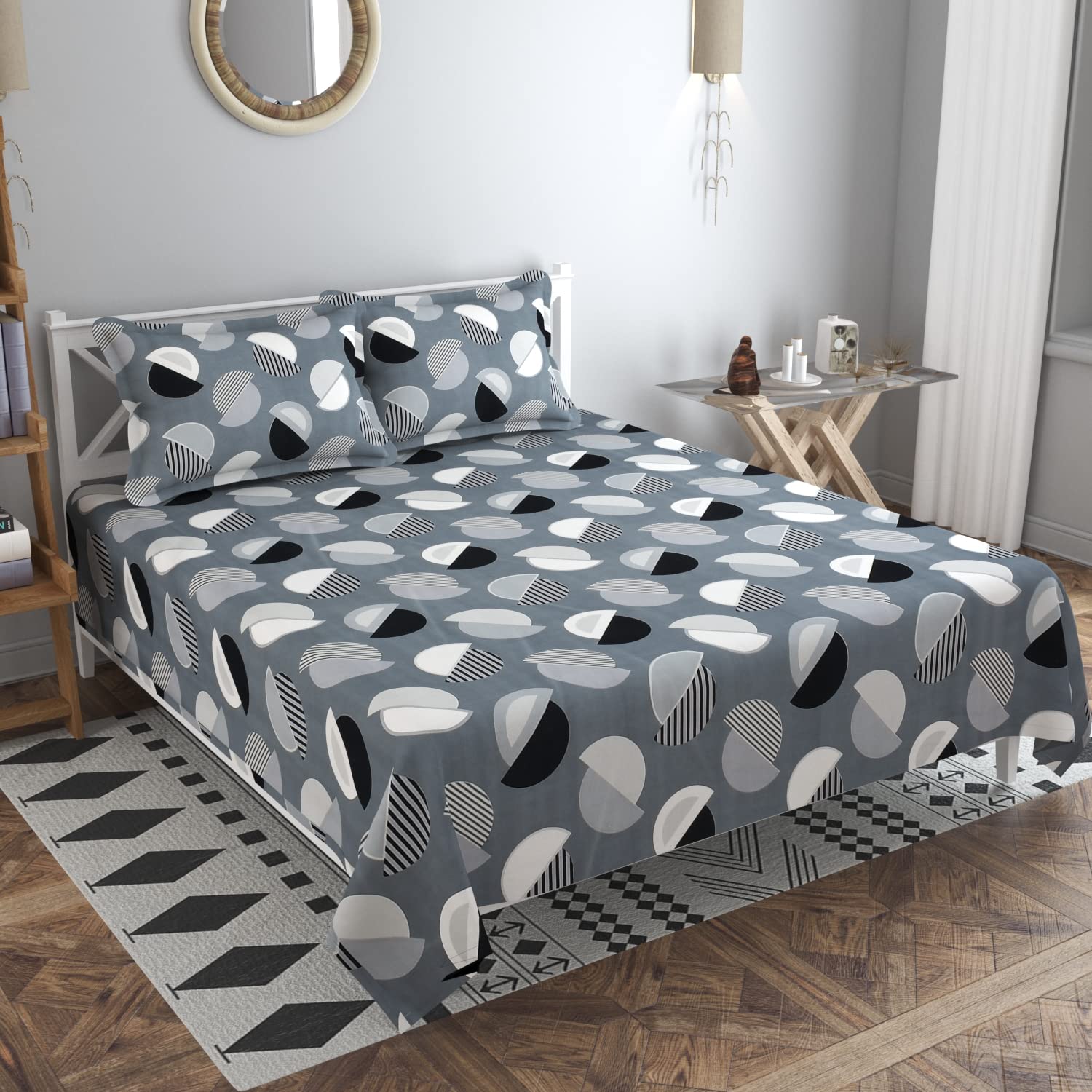 VAS COLLECTIONS 220 TC 100% Cotton Kingston Collection Super King Size Bedsheets with 2 King Size Pillow Covers| Luxury Soft Sheets (3pcs Set) |108x108 inches,Multicolour