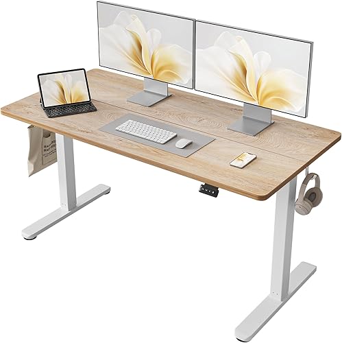 Miniatura 18 de Cubiker Escritorio de Pie de 40 x 24 Pulgadas, Mesa Eléctrica de Oficina en Casa de Altura Ajustable, Escritorio Sit-Stand con Tablero de Empalme,