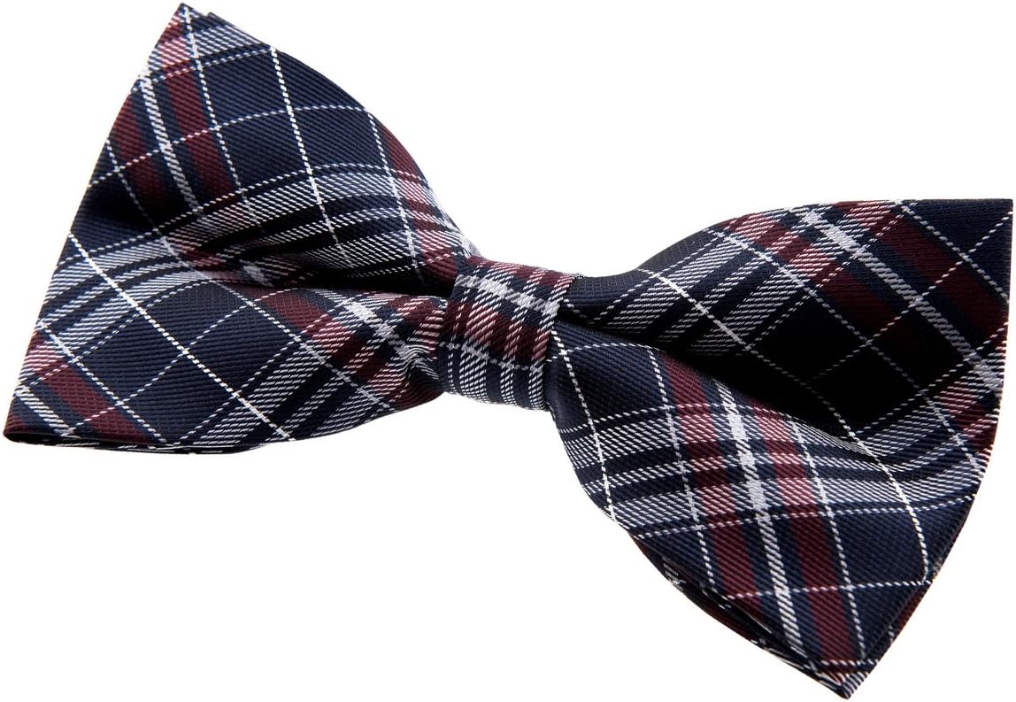 Retreez Stylish Plaid Checkered Woven Microfiber Pre-tied Bow Tie (5")