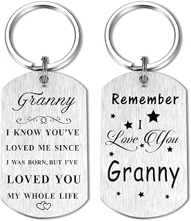 Remember I Love You Granny Gifts, Happy Birthday Keychain Gift for My Granny, Meaningful Granny Mother's Day Christmas Present for Women, Sliver, 2*1.1inch
