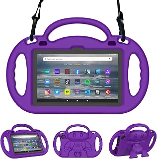 Kids Case for All-New 7 Tablet, Lightweight Shockproof 7in Tablet Case with Handle Stand and Kickstand - Purple