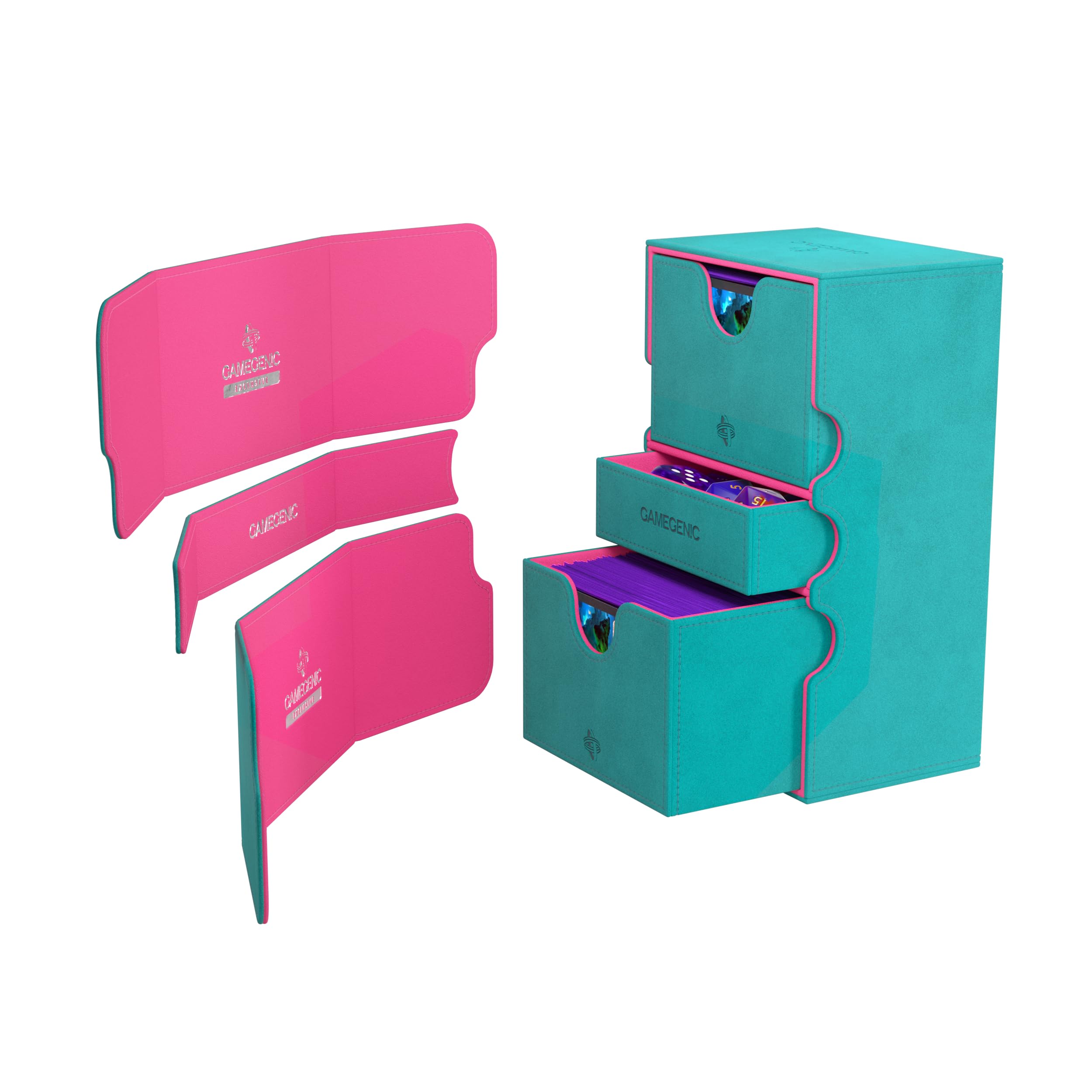 Gamegenic, Stronghold 200+ XL - Exclusive LINE Teal/Pink, do 200 kart z podwójnymi rękawami, kolor: turkusowy/różowy