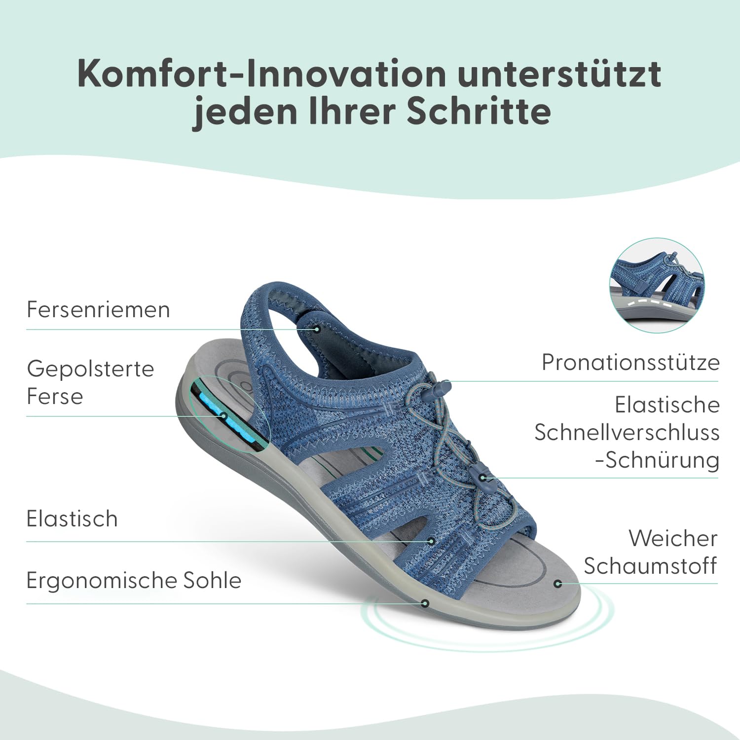 Orthofeet Maui Orthopädische Damen Walking-Sandalen