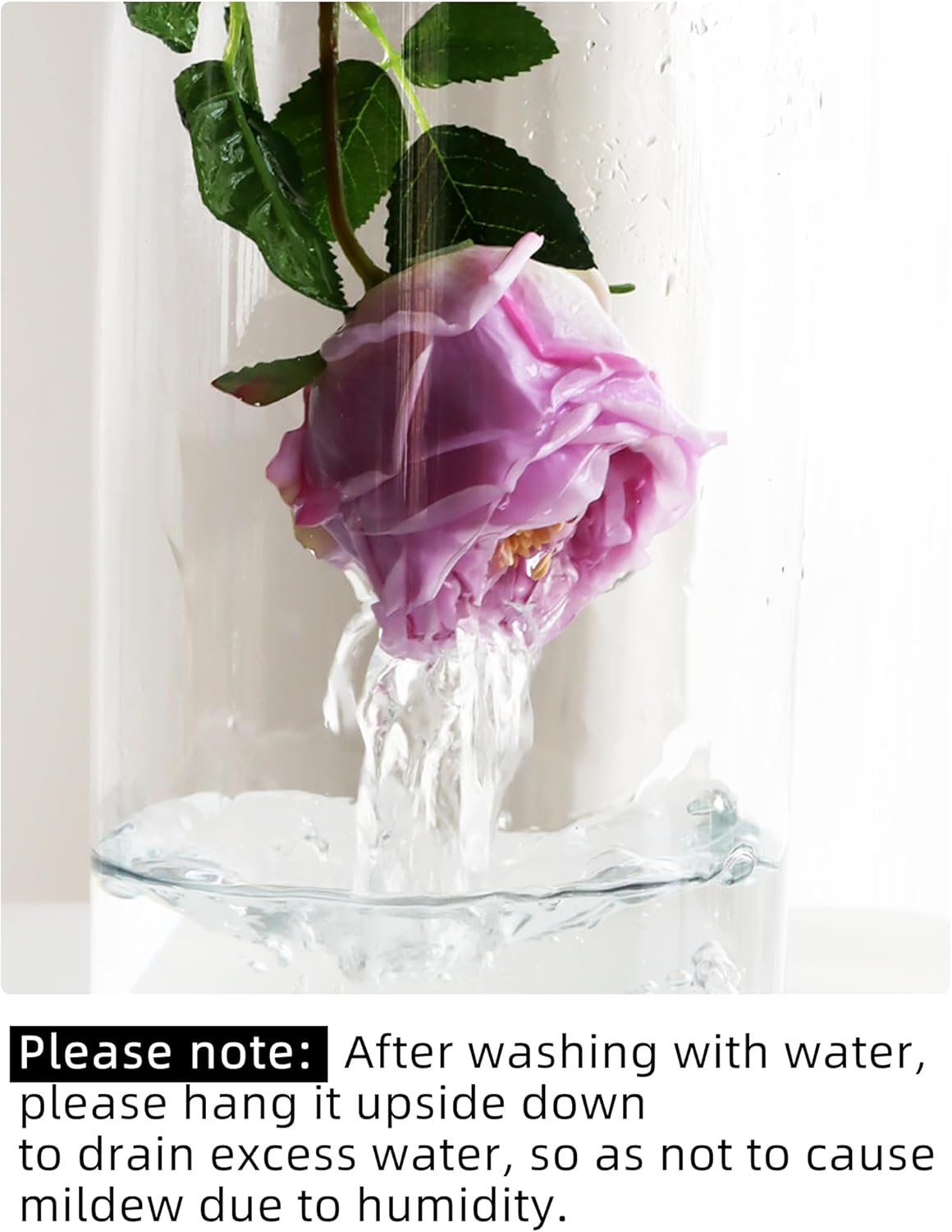 Fake Austin Rose Peonies Flowers with Vase, Clear Glass Vase with Purple Real Touch Peonies Artificial Flowers,Faux Flower Arrangements for Dining Table Centerpiece Decor