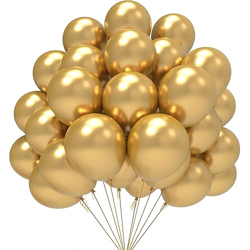 JOYYPOP Metallic Gold Balloons 100 Pcs Gold Party Latex Balloons 12 Inch Gold Latex Balloons for Graduation Wedding Birthday Anniversary New Years Party Decorations
