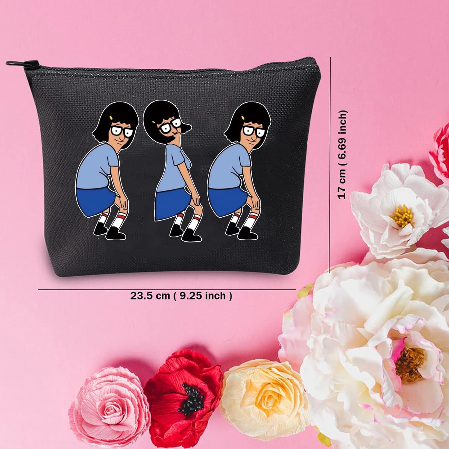 TSOTMO Tina Inspired Makeup Bag Bobs Merchandise Zipper Pouch For Cartoon Fans Burgers Gift (tina BLK) - Image 2