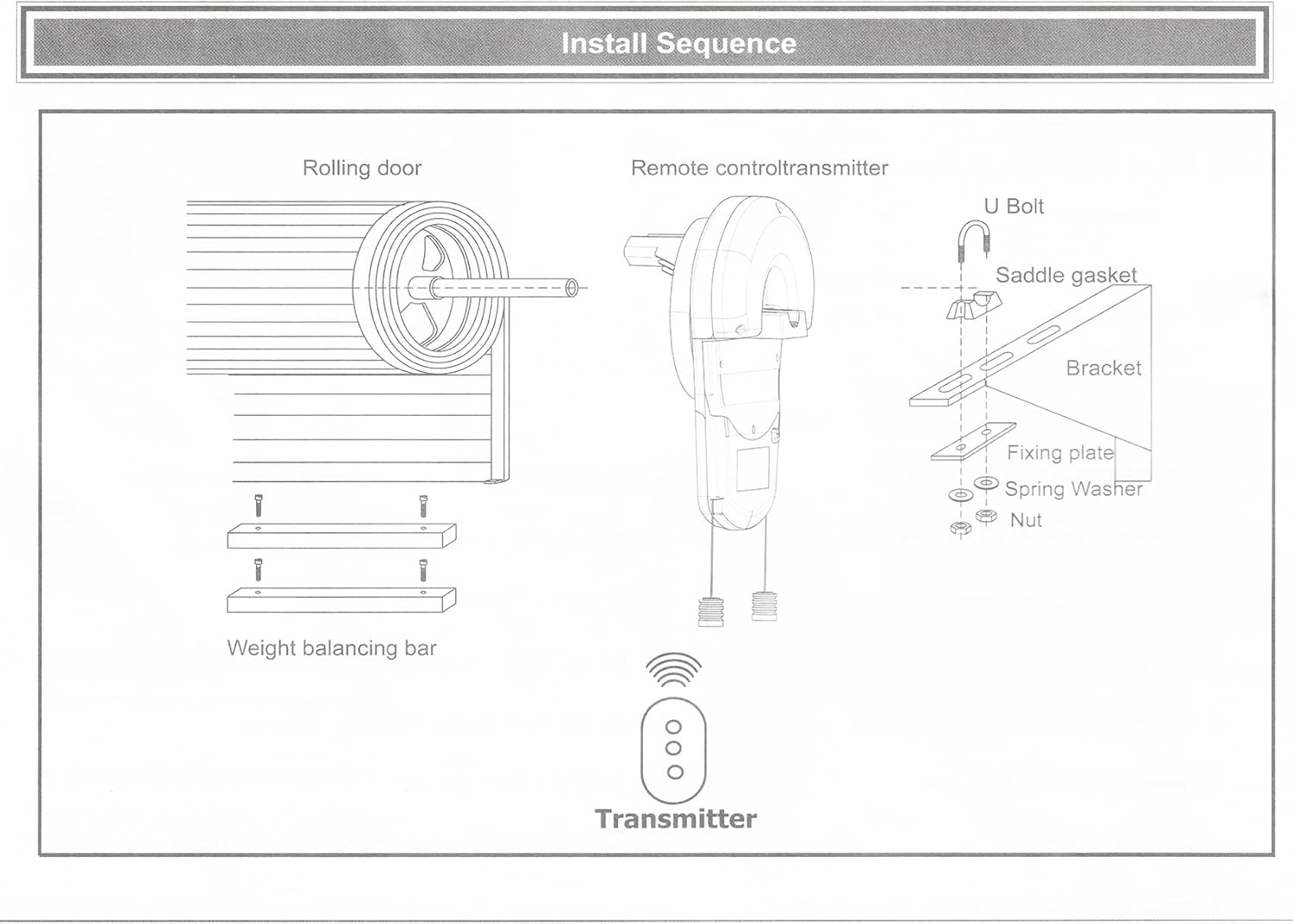Roll Up Garage Door Opener with Remote,110V 50dB Automatic Rolling Door Opener,800N Side Mount Electric Motor for Garage,Warehouse,Barn,Shop - Easy Installation & Quiet Operation