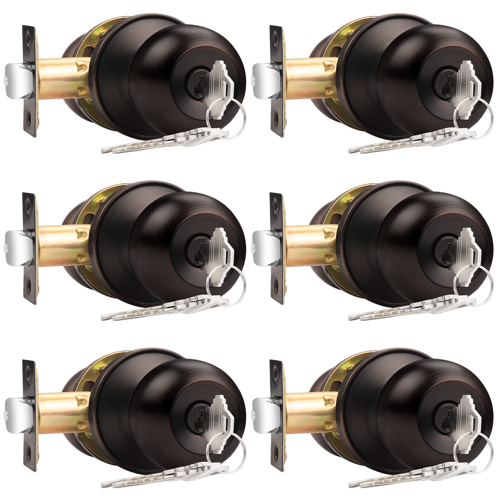 Brushed Nickel Keyed Alike Door Knobs - 10 Pack -24