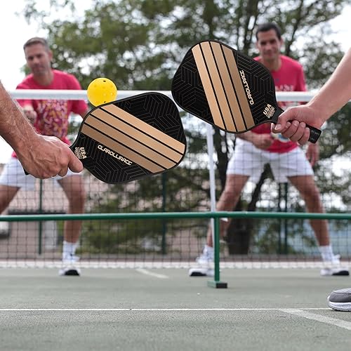 Miniatura 6 de Juego de 2 palas de pickleball 4 raquetas de pickleball aprobadas por USAPA, fibra de vidrio Superficie de fibra de carbono y núcleo de panal de