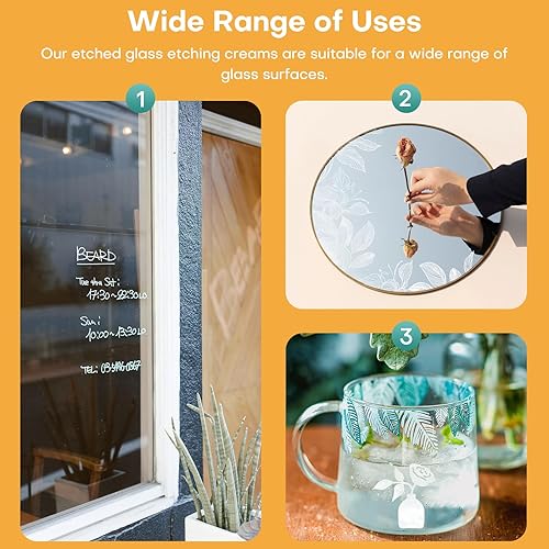 Miniatura 3 de Art Etch - Crema de inicio (3 onzas) para vidrio para diseños intrincados, crea diseños impresionantes en superficies de vidrio, suministros de