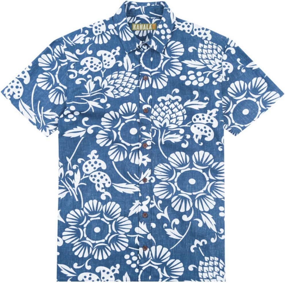 Kahala Men's Duke's Pareo Regular Fit Short Sleeve 100% Cotton Shirt