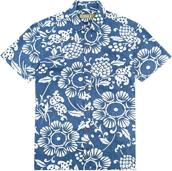 Kahala Mens Dukes Pareo Regular Fit Short Sleeve 100% Cotton Shirt