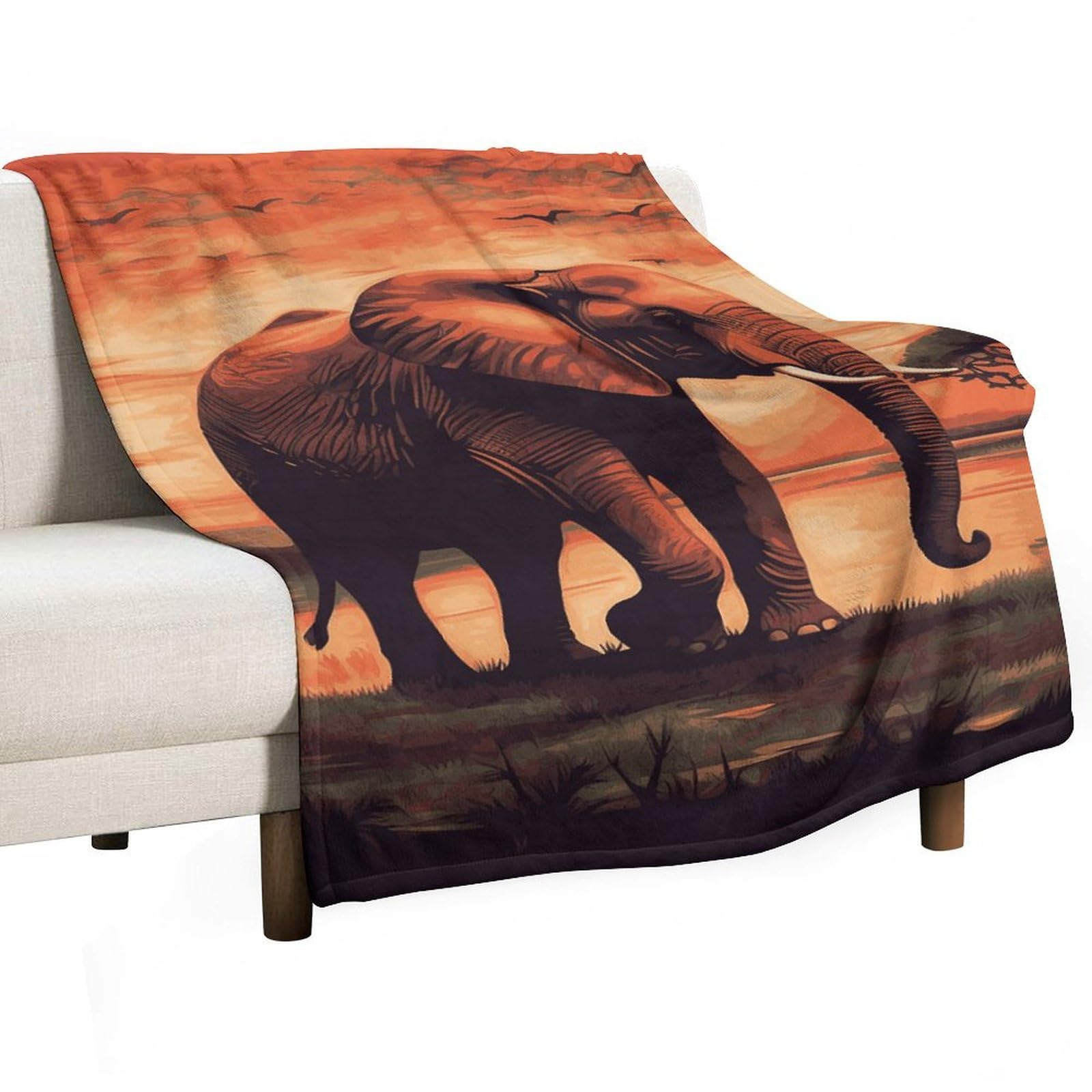 Couverture flanelle douce éléphant plaid léger canapé lit voyage