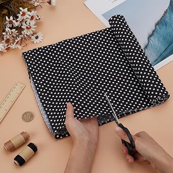 FINGERINSPIRE 1.09 Yards Black White Polka Dots Cotton Fabric 61 inch Wide Dots Printed Craft Fabric for Sewing Rectangle Cotton Material with Polka Dot Pattern Clothes Craft Fabric by The Yard