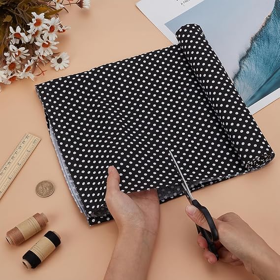 FINGERINSPIRE 1.09 Yards Black White Polka Dots Cotton Fabric 61 inch Wide Dots Printed Craft Fabric for Sewing Rectangle Cotton Material with Polka Dot Pattern Clothes Craft Fabric by The Yard