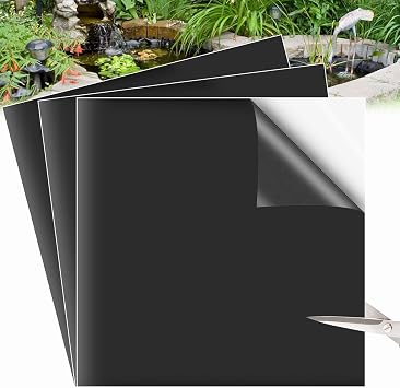 3Pcs Pond Liner Repair Patch, 8 x 8 Inch Self-Adhesive EPDM Liner Repair Patch Kit,Liner Repair Patch for EPDM Pond Liners, Waterproof Sealing Tape for Pond Liner Garden Cover Repair