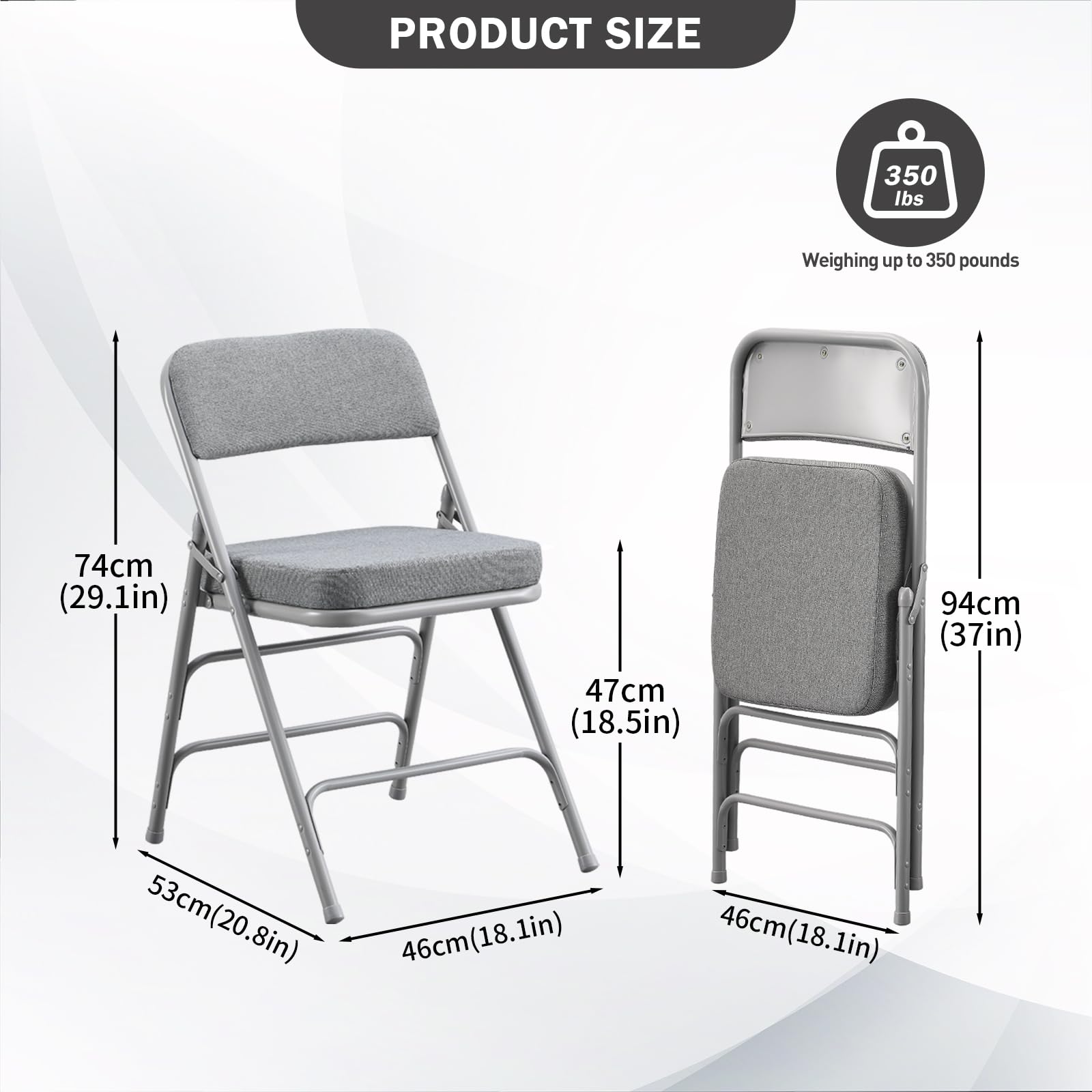 Chaise Pliante intérieure rembourrée, Gris, 1 Pièce