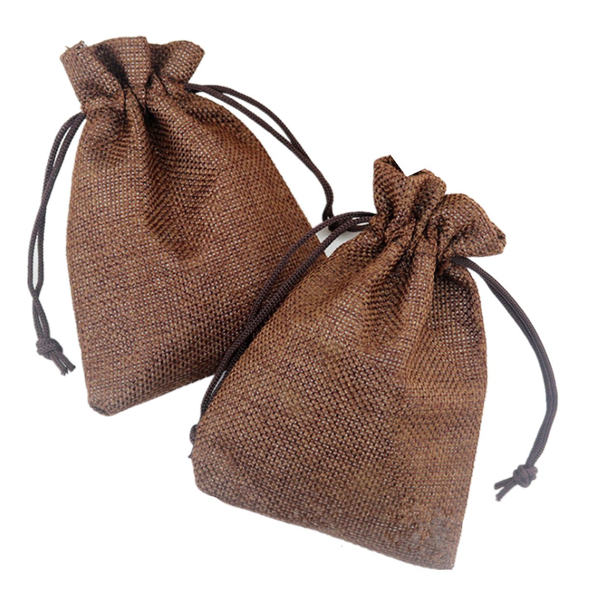 Homieco Coffee 50Pcs Burlap Bags With Drawstring Gift Bags Sacks Party Favors Bag Jewelry Pouch For Wedding Party And Diy Craft 5 X 7 Inch