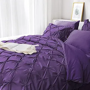 JOLLYVOGUE King Size Comforter Set 7 Pieces, Purple Bed in a Bag Comforter Set for Bedroom, Beddding Sets with Comforter, Sheets,Ruffled Shams & Pillowcases
